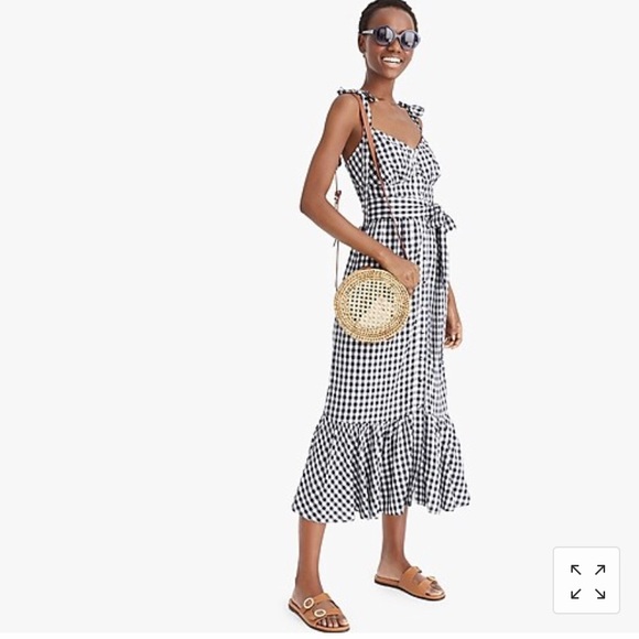 j crew black and white gingham dress
